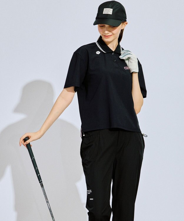 PW CIRCULUS 【UV遮蔽率95.3% UVカット / 速乾 / ストレッチ】【WOMEN】PW NEW ベーシックポロ ゴルフウェア レディース ブラック系