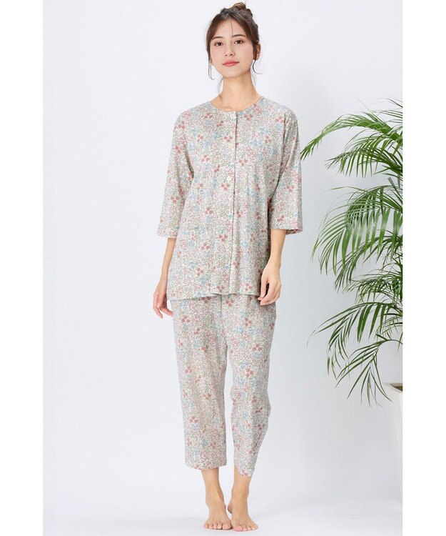 Wing パジャマ 綿100%(本体) 天竺素材 7分袖 長袖 8分丈 レディース EP8044 ウイング／ワコール ピンク