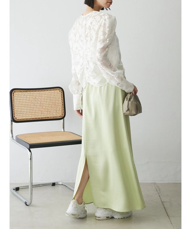 Green Parks AnriettMusee 花柄オパールシャーリングブラウス Off White