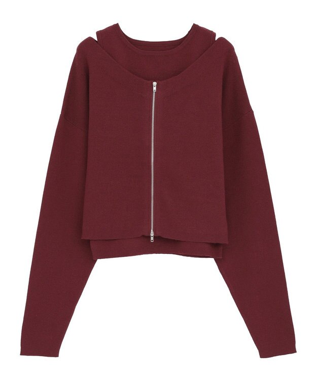 Green Parks SET2点Zipニットカーディガン+アメスリタンク Bordeaux