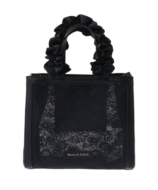 Maison de FLEUR メッシュレース2Wayトートバッグ Black