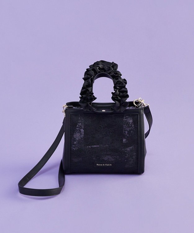 Maison de FLEUR メッシュレース2Wayトートバッグ Black