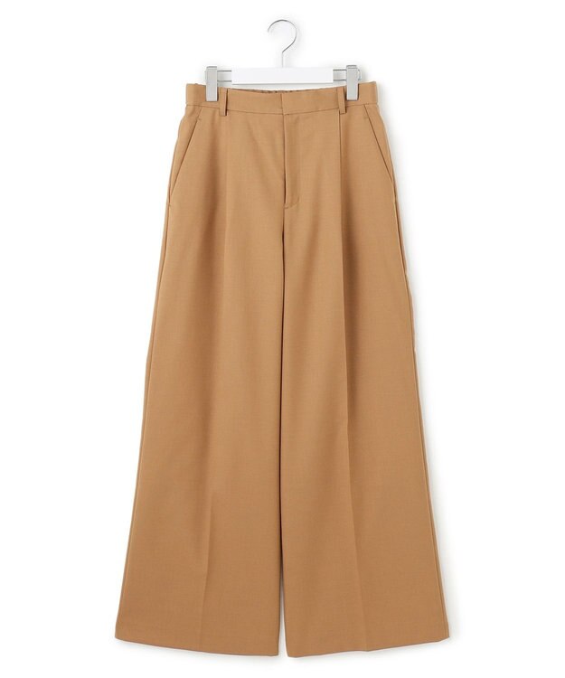 23区 S 【滝沢眞規子さん着用/CanCam11月号掲載】ナチュラルストレッチサキソニー タック ワイド パンツ キャメル系