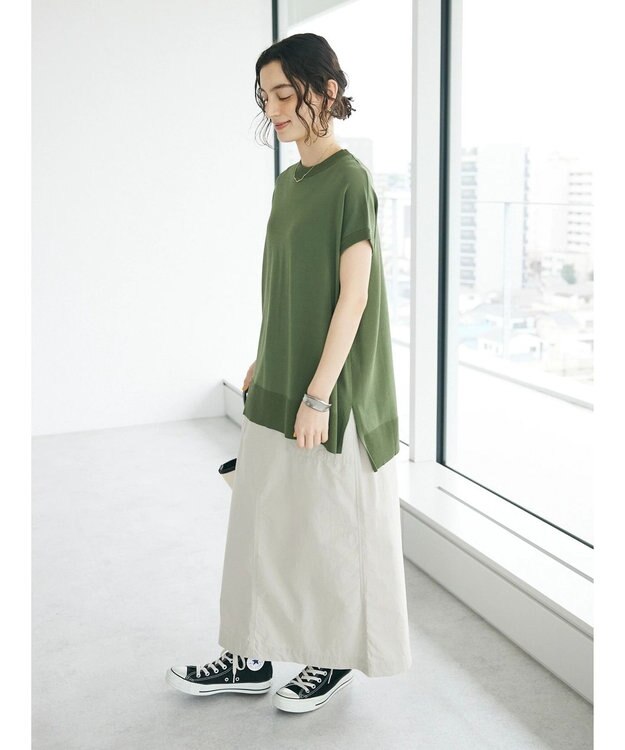 CRAFT STANDARD BOUTIQUE ＵＶカット接触冷感半袖ニットチュニック Khaki