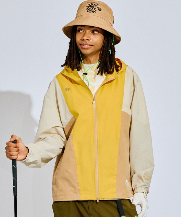 PW CIRCULUS 【撥水加工/ストレッチ】【MEN】カラーブロッキング ブルゾン  ゴルフ イエロー系