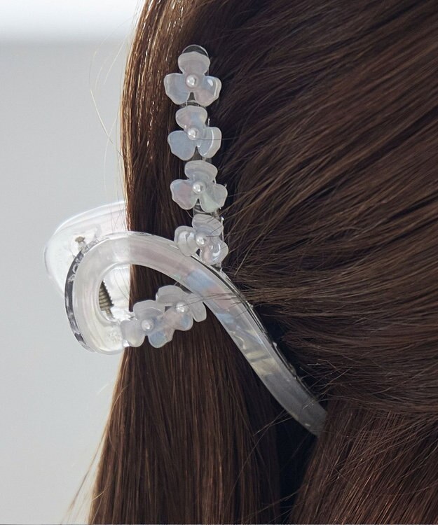 Tiaclasse フラワーモチーフクリアバンスクリップ ホワイト