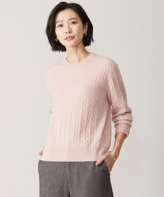 J.PRESS LADIES 【洗える】WOOL BLEND AIR ケーブル ニット ピンク系