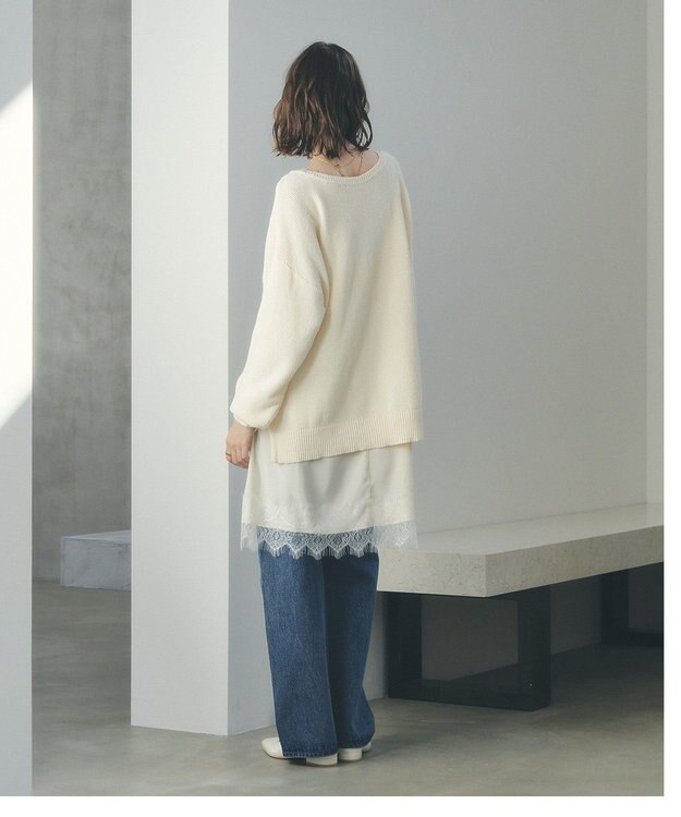 YECCA VECCA レースサテンキャミチュニック Ivory