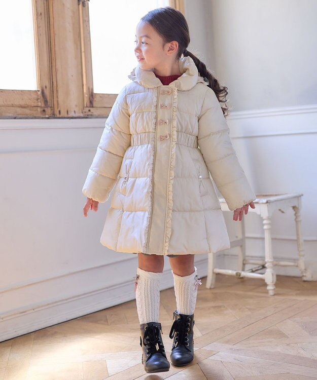 ANY KIDS 【洗濯機OK】中綿 Aライン コート ミルキーベージュ