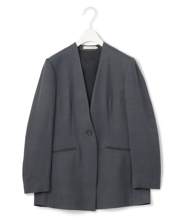 ICB L Vi/Ly/Liツイル  ノーカラージャケット チャコール系