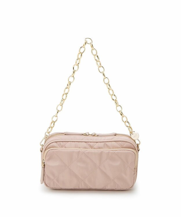 TOPKAPI 【TREASURE TOPKAPI】キルティング アクリルチェーン付 ショルダー バッグ ペールベージュ