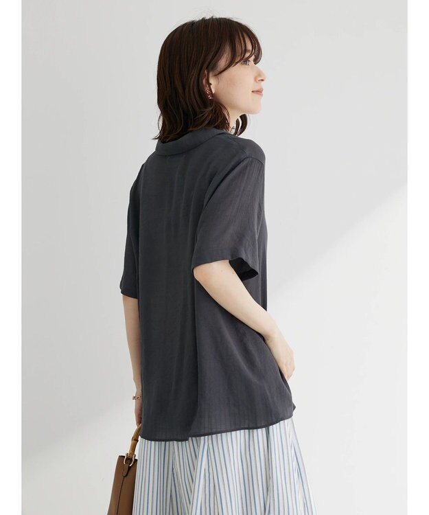 Green Parks ゆったり開襟シャツ Charcoal Gray
