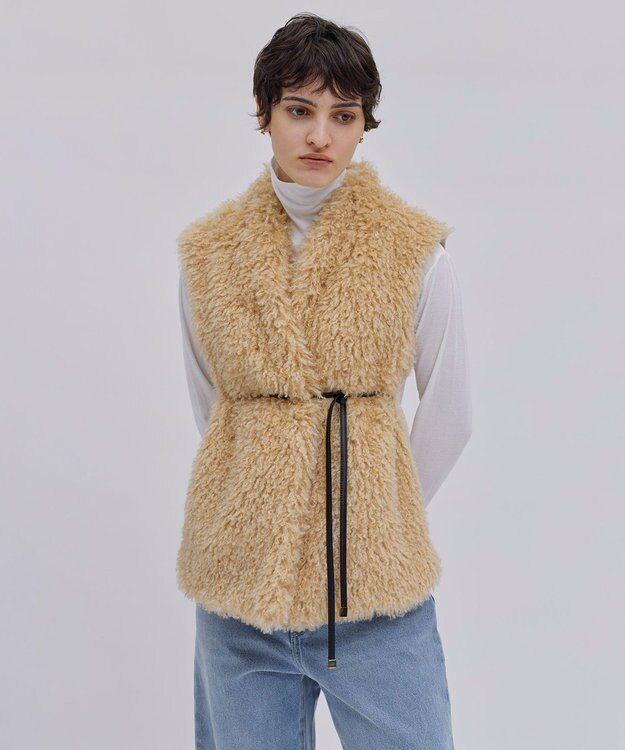 BEIGE， PUY / フェイクファーベスト Beige