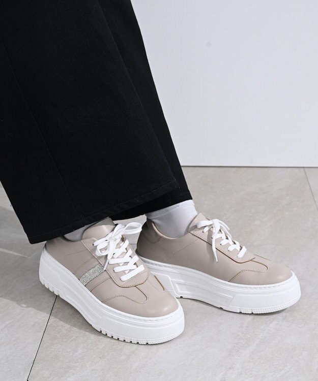 Pointer 日本製 本革ボリューム厚底スニーカー トープ