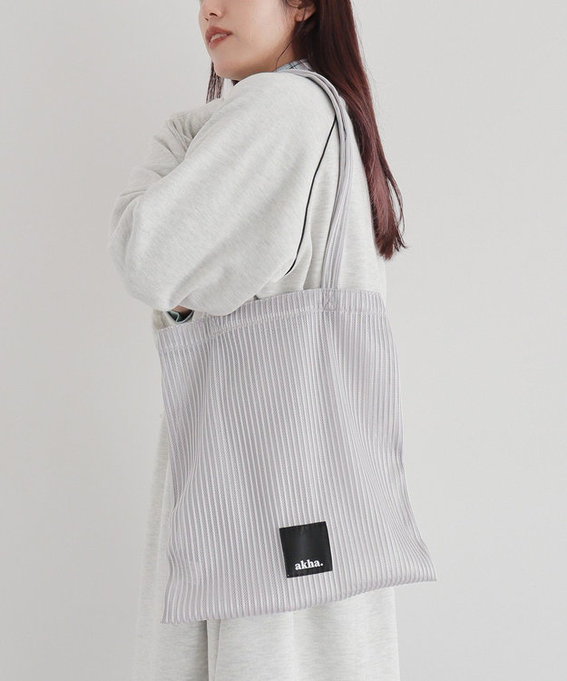 CRAFT STANDARD BOUTIQUE akha.ストライプメッシュトートバッグ Gray