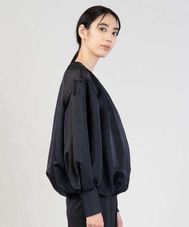 23区 【エステータ】シルクコットンオーガンジー ブラウス ブラック系