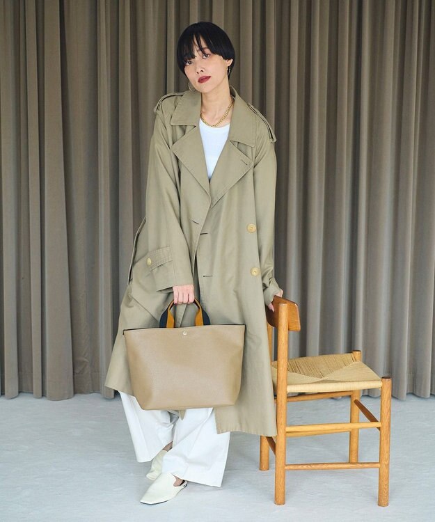 TOPKAPI 【Breath TOPKAPI】SCOTCH GRAIN スコッチグレイン プレーン 2トーンテープ ハンドル トートバッグ L カーキブラウン