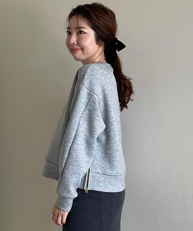 UNFILO L 【WEB限定】BEAUTY FORM JERSEY サイドZIP クロップドプルオーバー [NEW]グレー