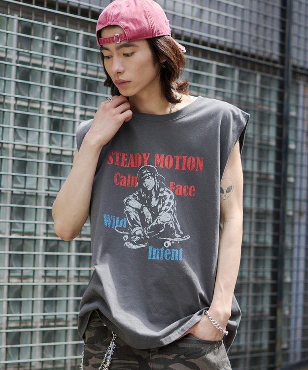 WEGO 【ユニセックス着用ITEM/MLサイズ展開】グラフィックBIGノースリーブ 柄2