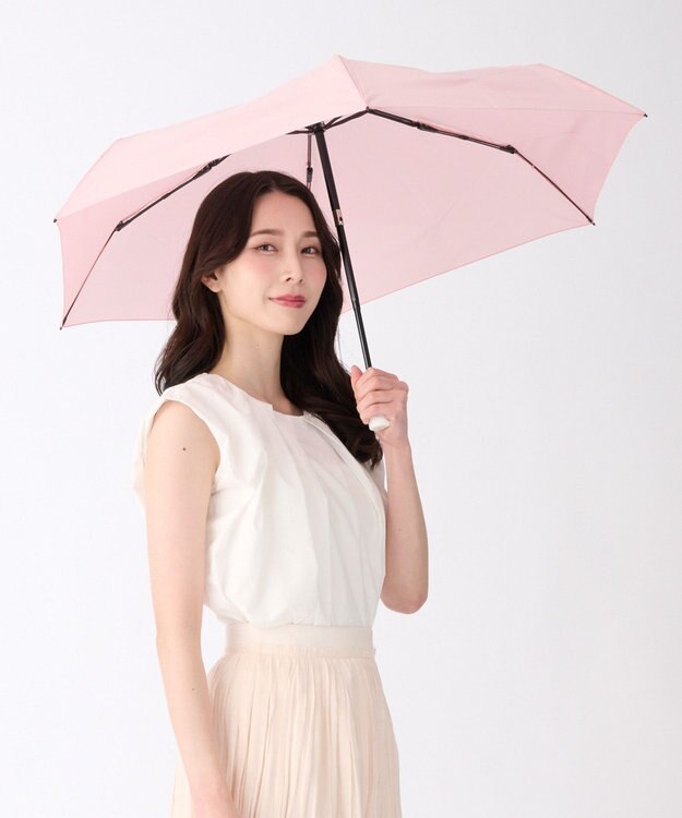 MOONBAT 【3秒でたためる傘/自動開閉】urawaza 小町(ウラワザ コマチ)  折りたたみ傘 無地 コンパクト 50cm ペールピンク