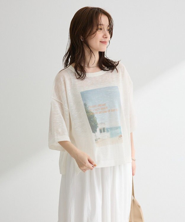 Green Parks フォトニットプルオーバー White
