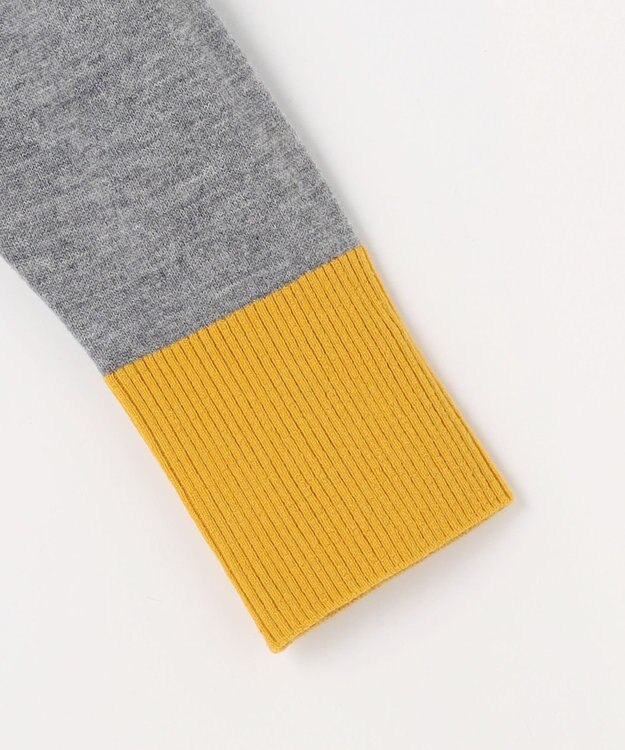 J.PRESS LADIES L SOFT TOUCH WOOL ブロッキング ニット グレー×イエロー系