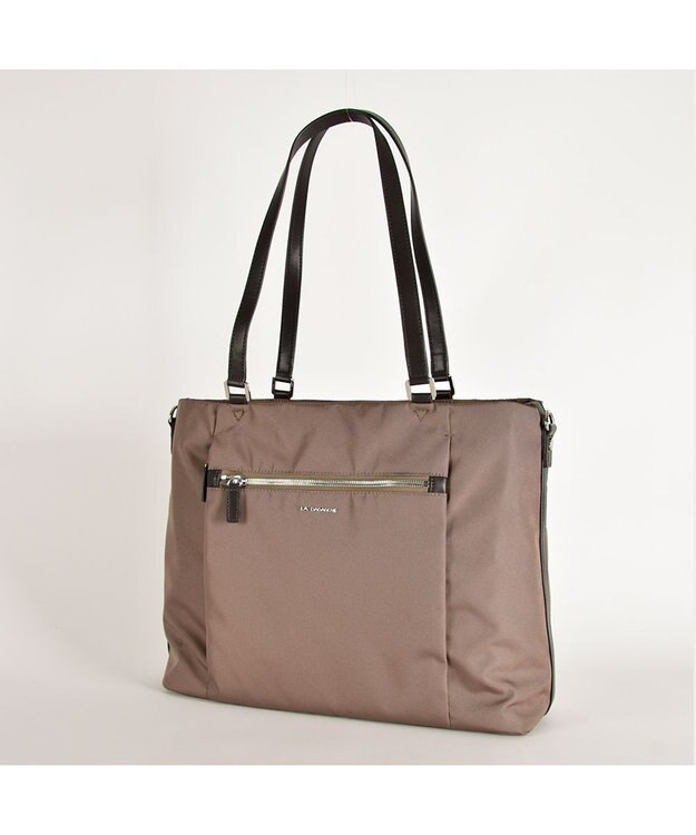 LA BAGAGERIE コーデュラ×リサイクルレザー　スクエアトート ベージュ