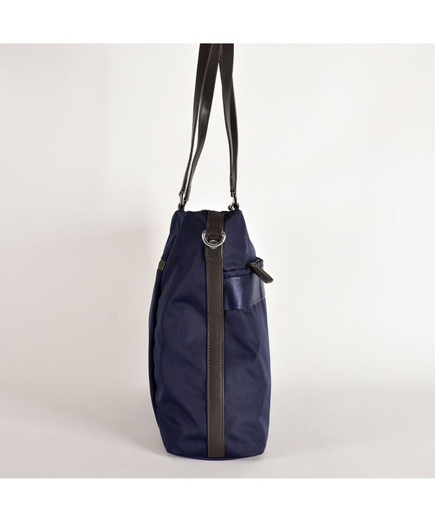 LA BAGAGERIE コーデュラ×リサイクルレザー　スクエアトート ネイビー系その他