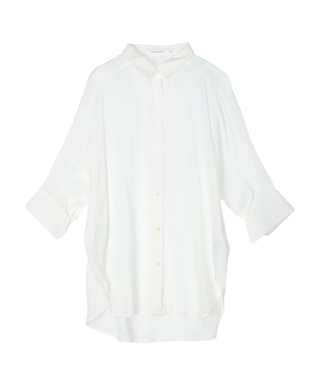 AMERICAN HOLIC 接触冷感５分袖変形ドルマンシアーシャツ Off White