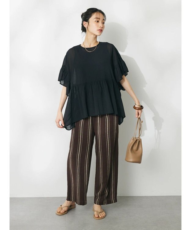 CRAFT STANDARD BOUTIQUE ウ゛ィンテージボイルティアード切替ブラウス Black