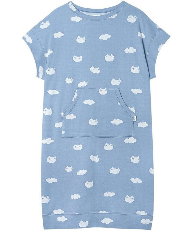 tsumori chisato SLEEP ツモリチサト ワンピース 綿100%(本体) ジャカード 4分袖 ロング丈 レディース UNX105/ワコール ブルー