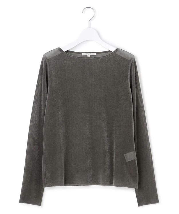 23区 S 【SLOW/一部店舗限定】ブラッシュドチュール メッシュベロア カットソー グレー系
