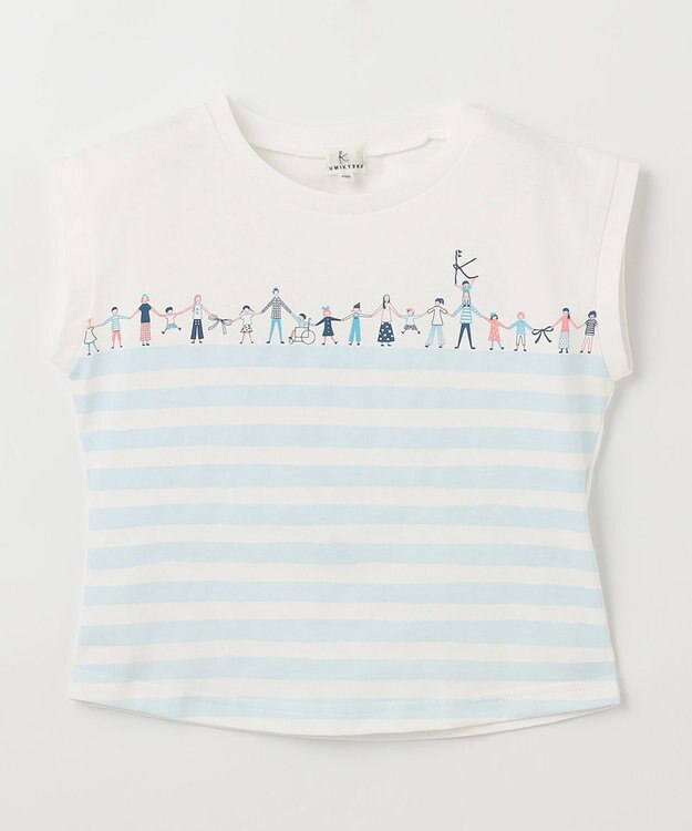 組曲 KIDS 【110-140㎝】【UVケア】グリーンバンド Tシャツ ブルー系1