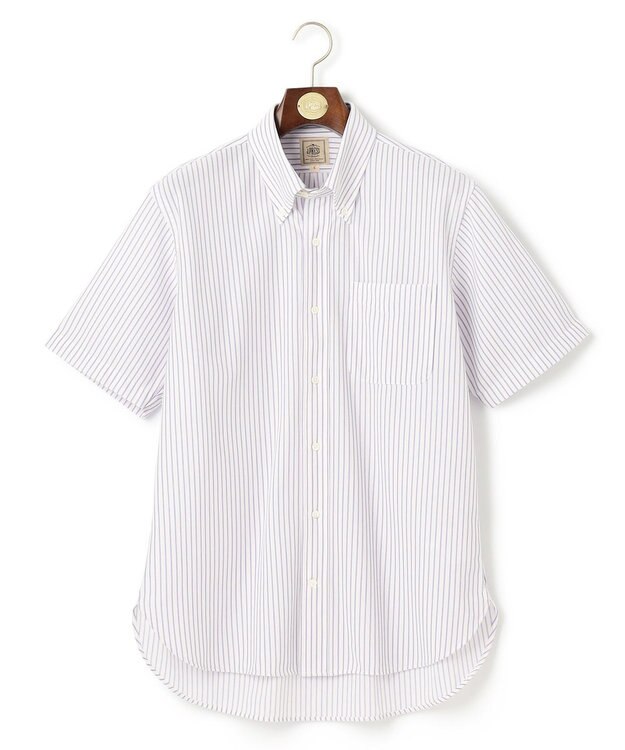 J.PRESS MEN 【夏に嬉しい高機能】カノコインレイストライプパッチポケット シャツ/B.D. パープル系1