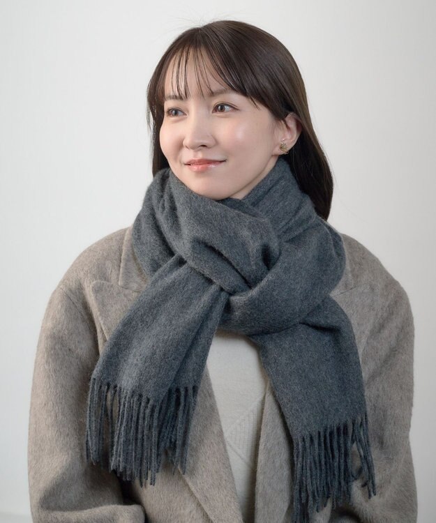 MOONBAT プラスムーンバット (+moonbat) カシミヤ100％無地ストール 洗える 190㎝×50㎝ ダークグレー