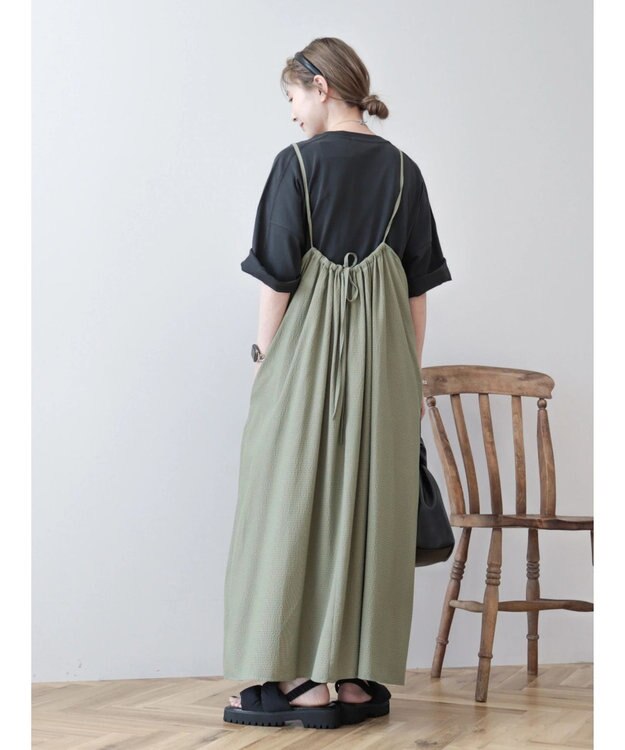 AMERICAN HOLIC ギンガムサッカーキャミワンピース Green