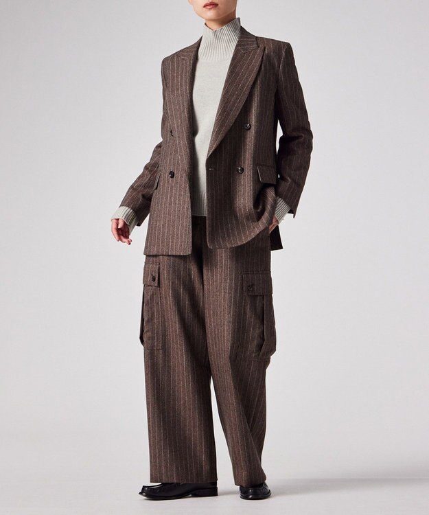 Paul Smith ストライプ ウール カーゴパンツ ブラウン