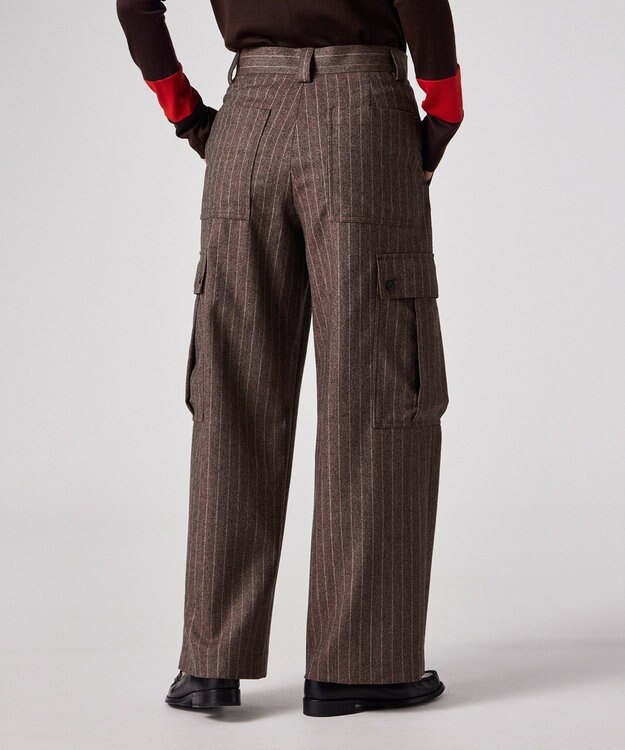 Paul Smith ストライプ ウール カーゴパンツ ブラウン
