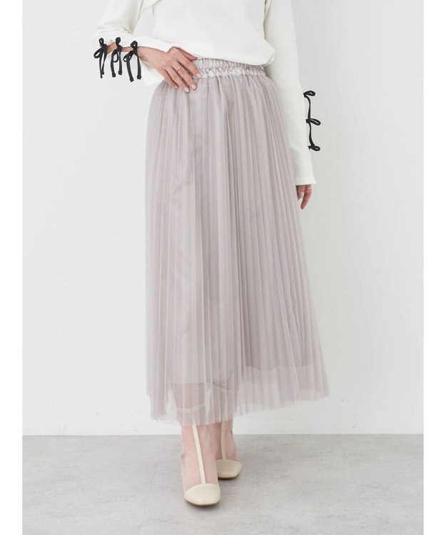 earth music&ecology チュールプリーツスカート Beige
