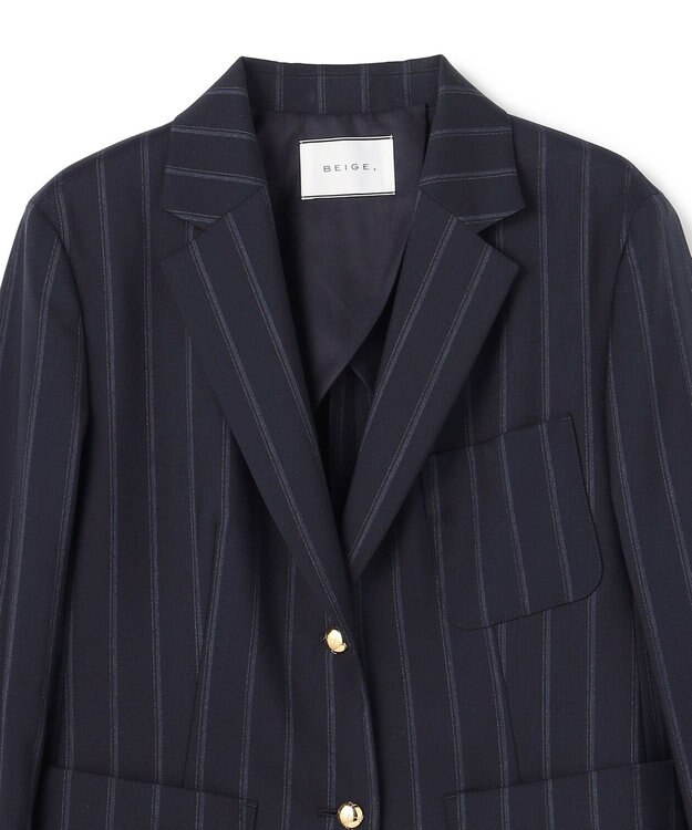BEIGE， 【セットアップ対応】GEORGE / ウールストライプ テーラードジャケット Navy Stripes