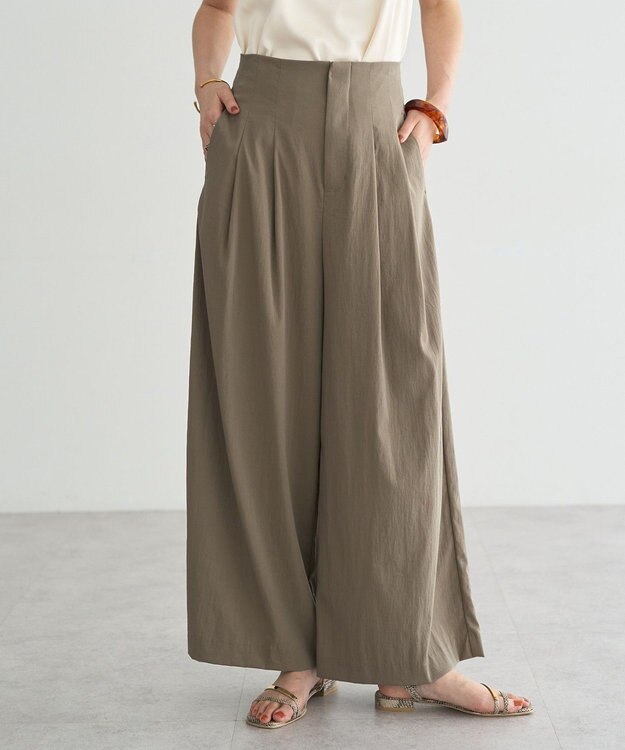 YECCA VECCA ドライタッチストレッチワイドパンツ Dark Beige