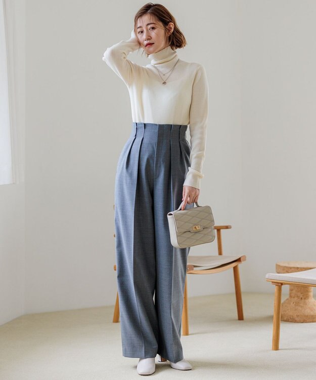 23区 【Oggi1月号/CLASSY.11月号掲載】ウーステッドウール リブタートルネック ニット ホワイト系