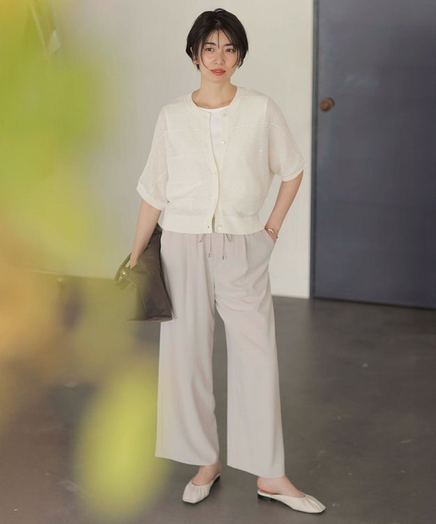 J.PRESS LADIES L 【洗える】PATTERN MESH ドルマンスリーブ カーディガン アイボリー系