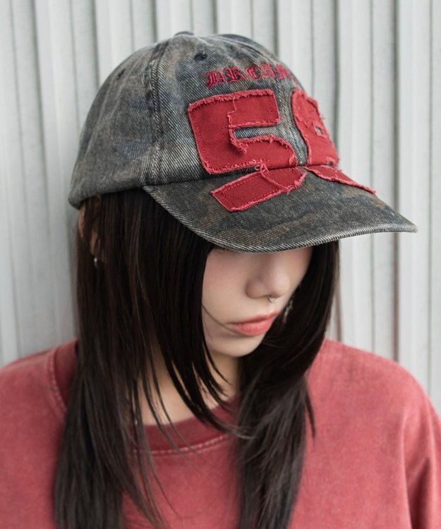 WEGO ナンバリングアップリケキャップ 柄1