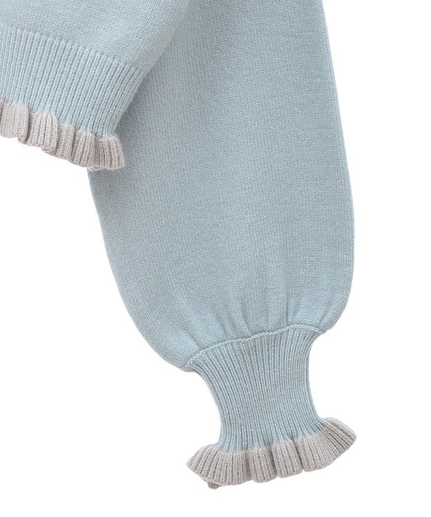 earth music&ecology 配色フリルカラーニットプルオーバー Blue