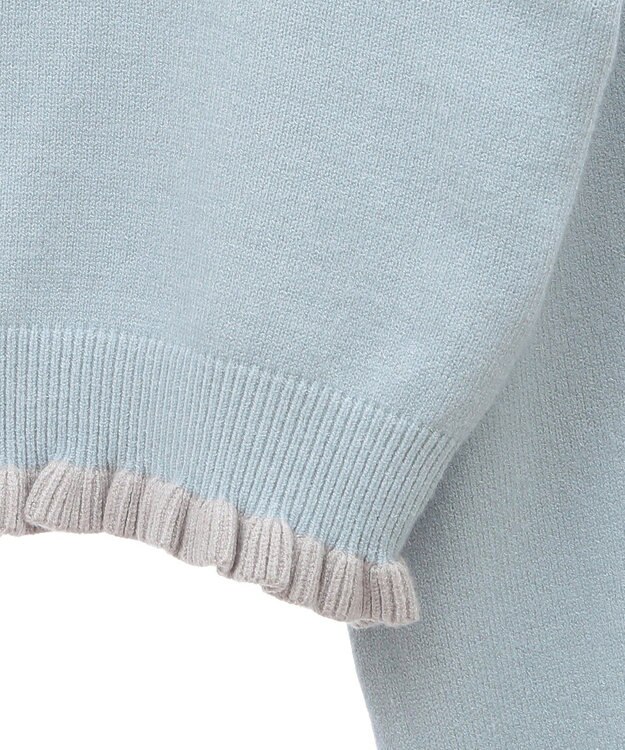 earth music&ecology 配色フリルカラーニットプルオーバー Blue