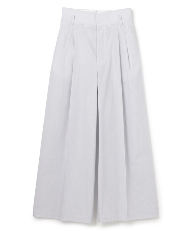 uncrave コットンクロスストライプ ワイドトラウザー ネイビーストライプ