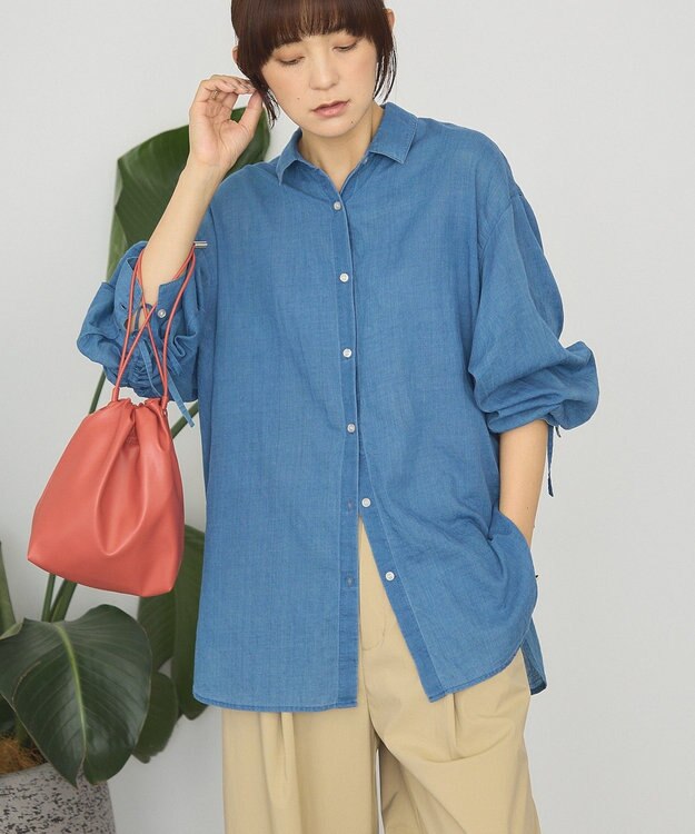 AMERICAN HOLIC ガーメントウォッシュアソートギャザーシャツ Indigo