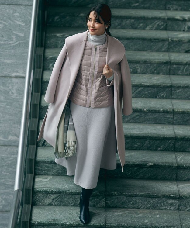 自由区 S ウールリバーロング コート グレージュ