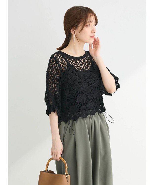 Green Parks ・ＳＵＧＡＲ　ＳＰＯＯＮ　２ｗａｙクロシェカーディガン Black